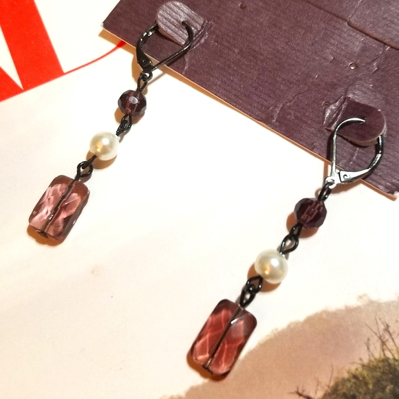 NWT Premier Designs Long Dangle Glass Beads Earrings - Picture 3 of 7